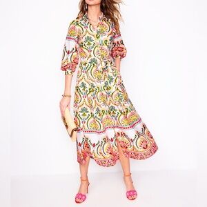 Boden Clara Cotton Midi Shirt Dress Ornamental Floral Petite NWT